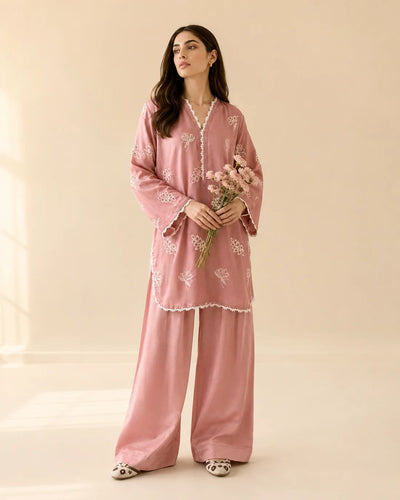 Lotus Bloom Embroidered Co-ord set
