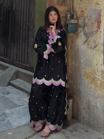 Noir Bloom Embroidered 3Pc