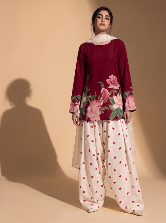Floral Red Heart Coordset
