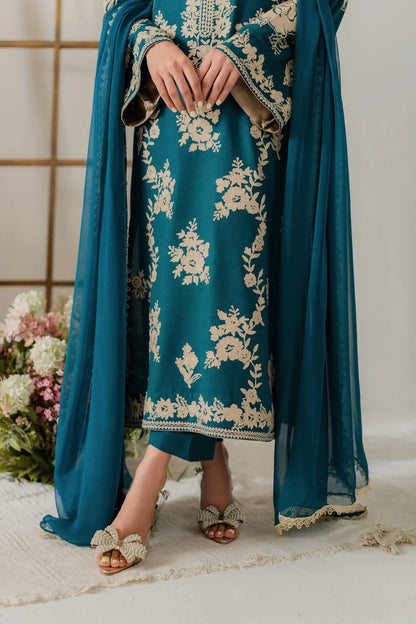 Teal Heaven Embroidered 3Pc