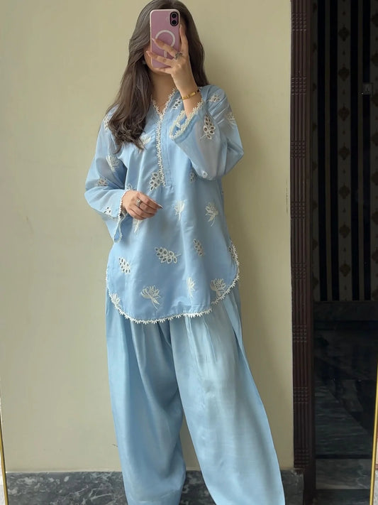 Ocean sky embroidered Co_ord