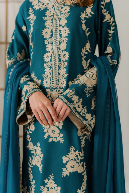 Teal Heaven Embroidered 3Pc