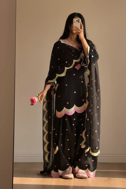 Noir Bloom Embroidered 3Pc