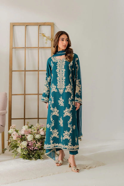 Teal Heaven Embroidered 3Pc