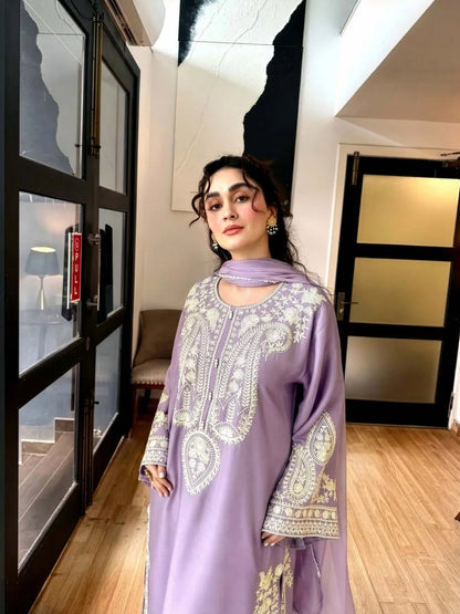 Afreen Purple Embroidered 3pc
