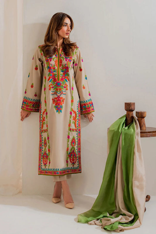 Multi Thread Embroidered 3Pc