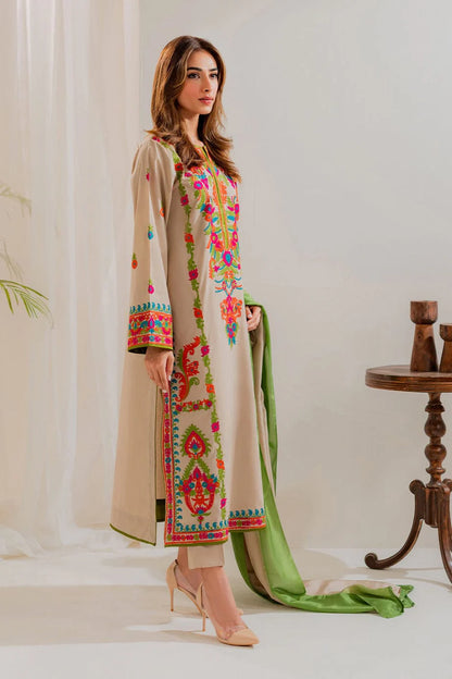 Multi Thread Embroidered 3Pc