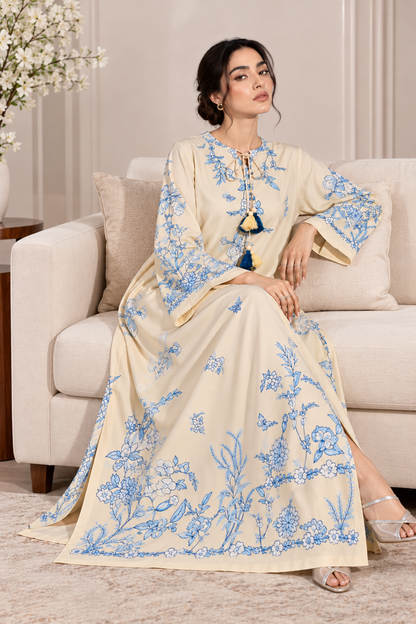 Azure Bloom Kaftaan 2Pc