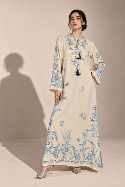 Azure Bloom Kaftaan 2Pc