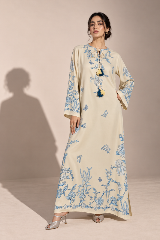 Azure Bloom Kaftaan 2Pc