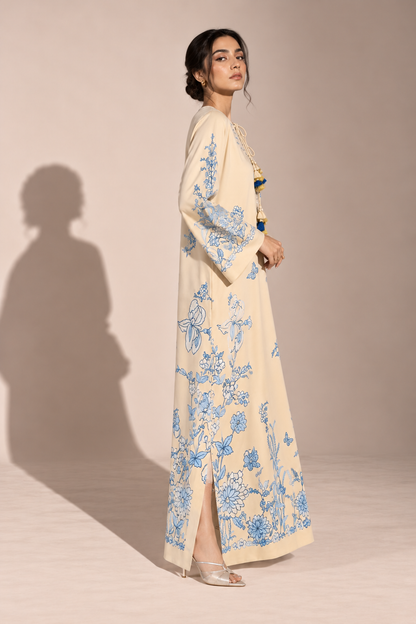 Azure Bloom Kaftaan 2Pc