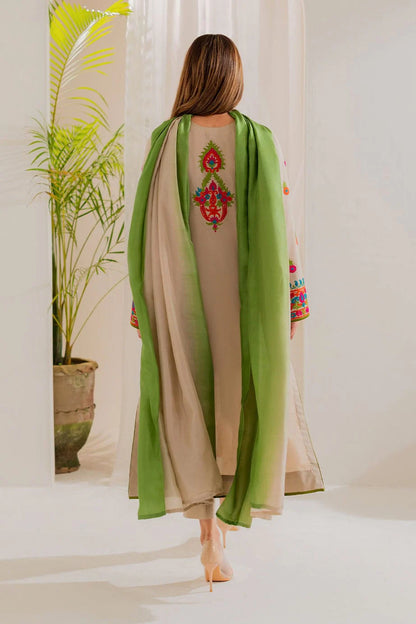 Multi Thread Embroidered 3Pc