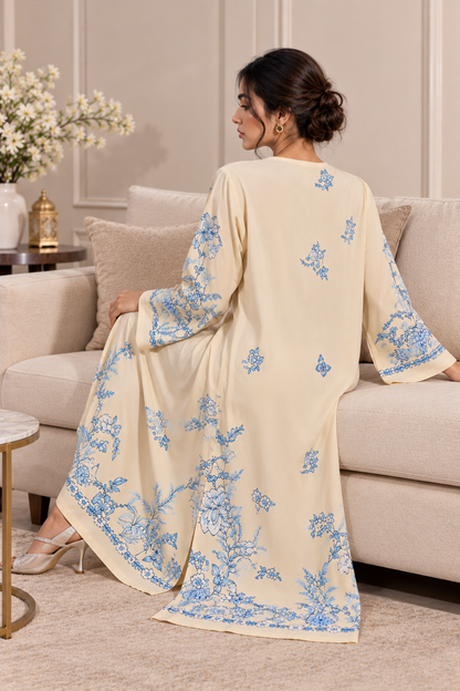 Azure Bloom Kaftaan 2Pc