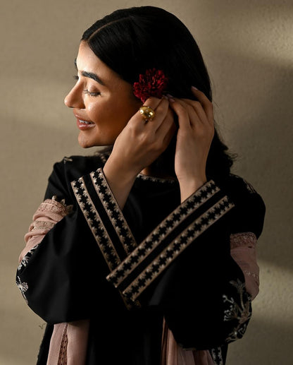 Black Farshi Embroidered Co-ord Set
