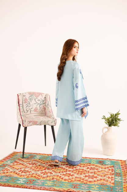 Jugun Blue Embroidered Co-Ord