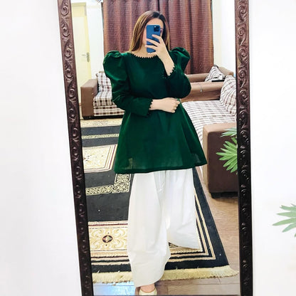 Green peplum co-ord set