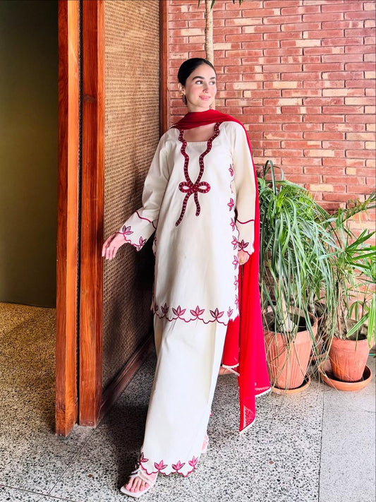 Bow Embroidered 3Pc