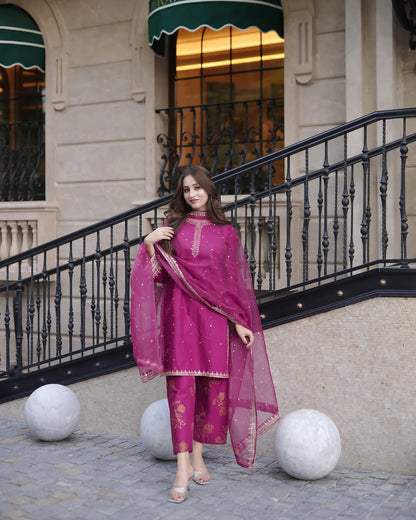 SOFIA Embroidered 3-piece lawn suit