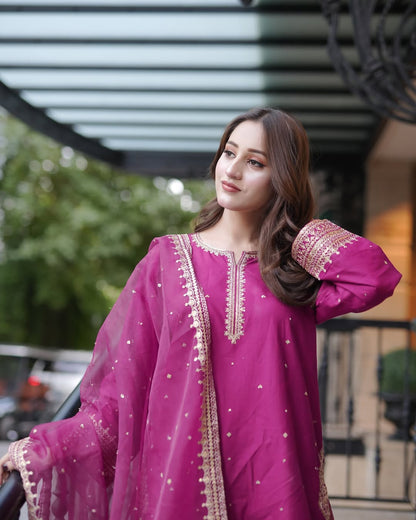 SOFIA Embroidered 3-piece lawn suit
