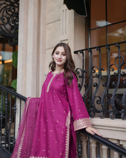 SOFIA Embroidered 3-piece lawn suit