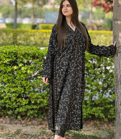 Black Leaf Embroidered 2PC