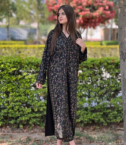 Black Leaf Embroidered 2PC