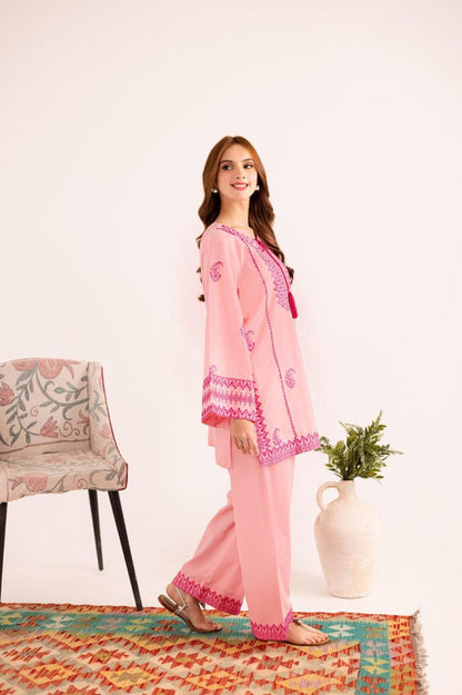 Jugun Pink Embroidered Co-Ord